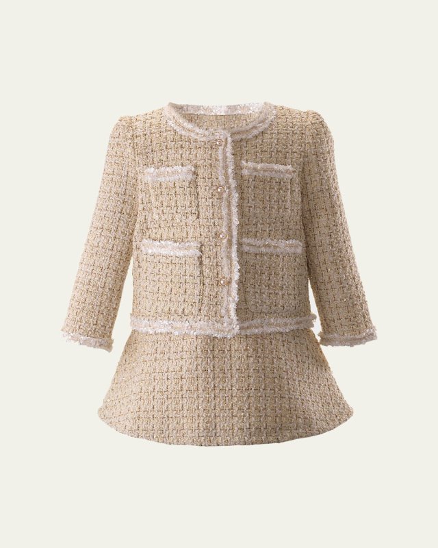 Girl's Tweed Jacket And Skirt Set, Size 2-14